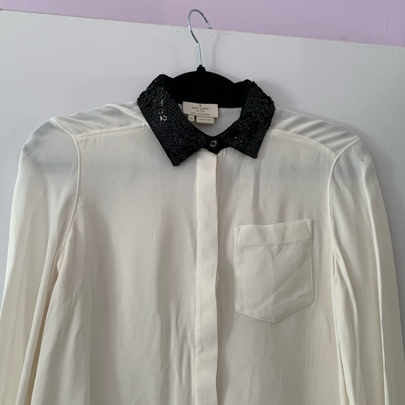 Kate spade button up sequin collar blouse XS - Picture 10 of 16